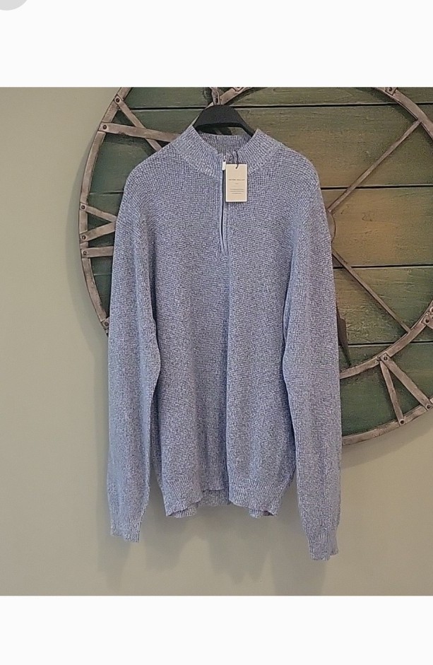 Peter Millar Blue Granite Kitts Twisted Quarter Zip