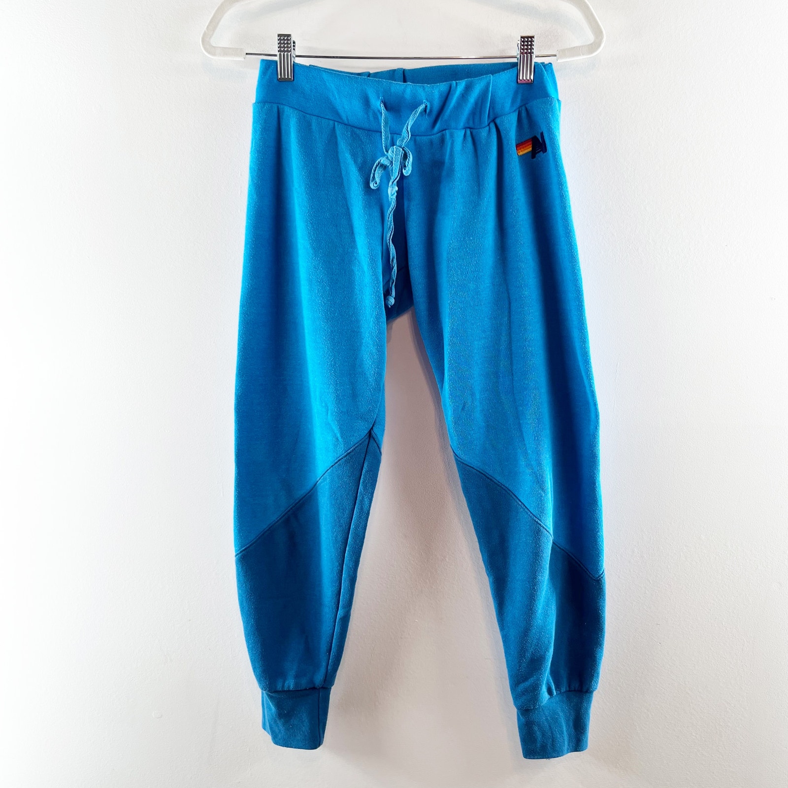 Aviator Nation Glider Colorblock Pull On Drawstring Fleece Sweatpants Blue XS