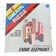 Vintage Wind-up Mechanical Toy Hong Kong Emma Elephant A Walking Puzzle RARE