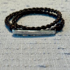 James Avery retired silver bar and leather bracelet NWOT