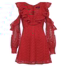 French Connection Massey Red Lace V-Neck Cold Shoulder Mini Dress Size 4