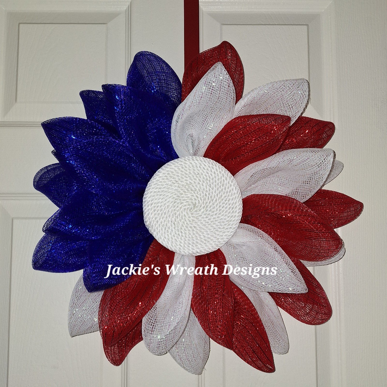 Red White Blue USA Flower Patriotic Wreath