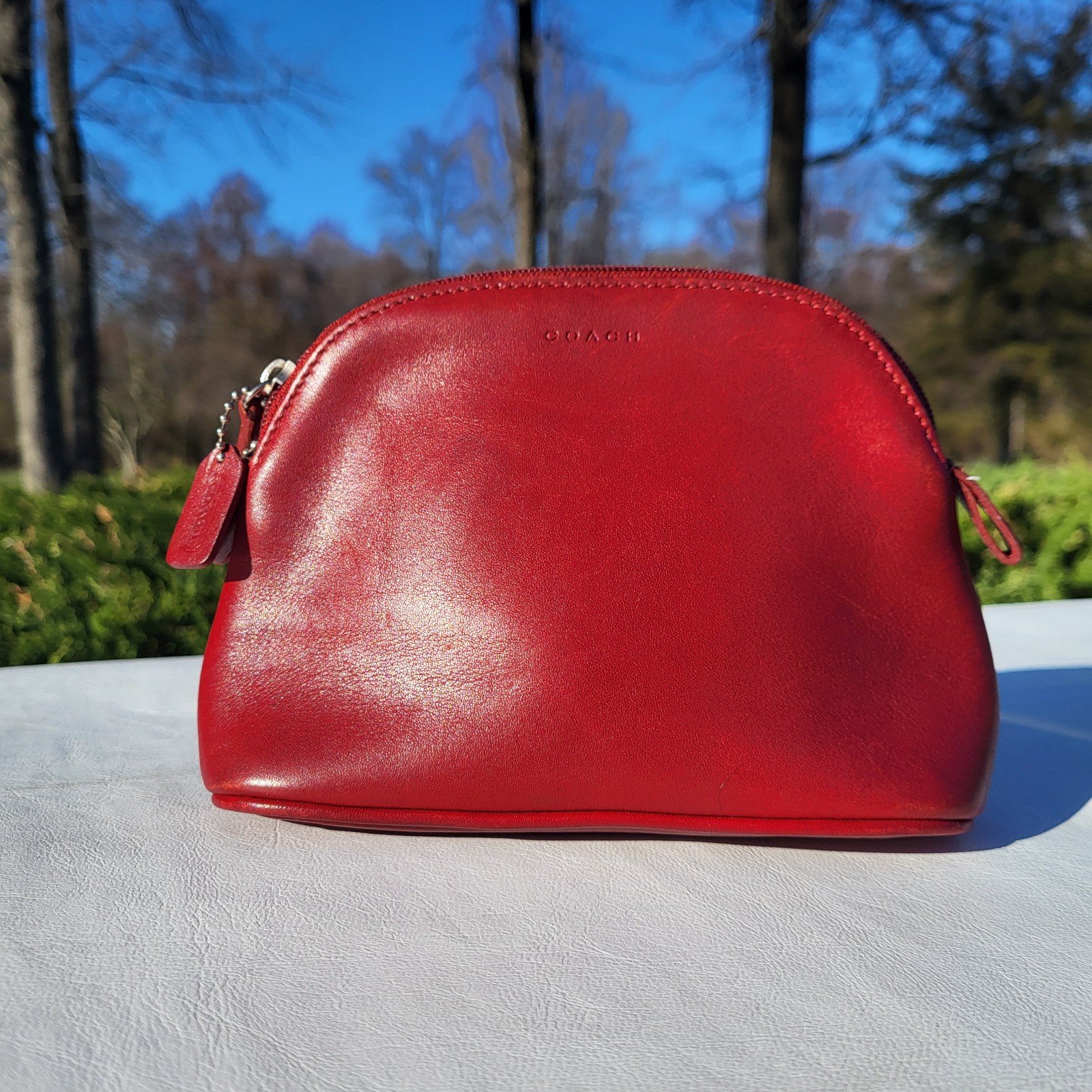 Coach Red Leather Vintage Zip Pouch Small Bag