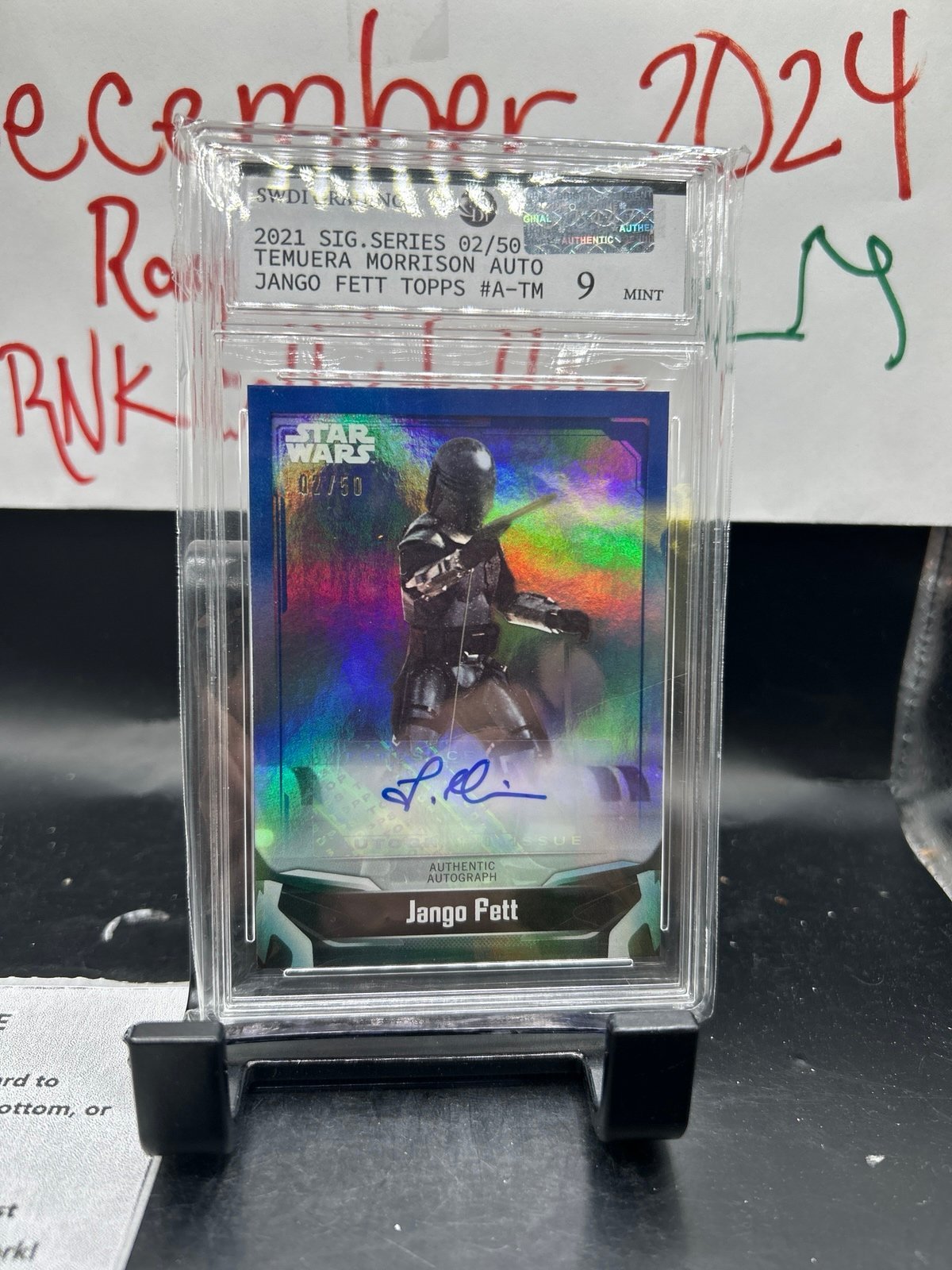 2021 Star Wars Temuera Morrison Signature Series Blue Auto /50 9 SWDI Autograph