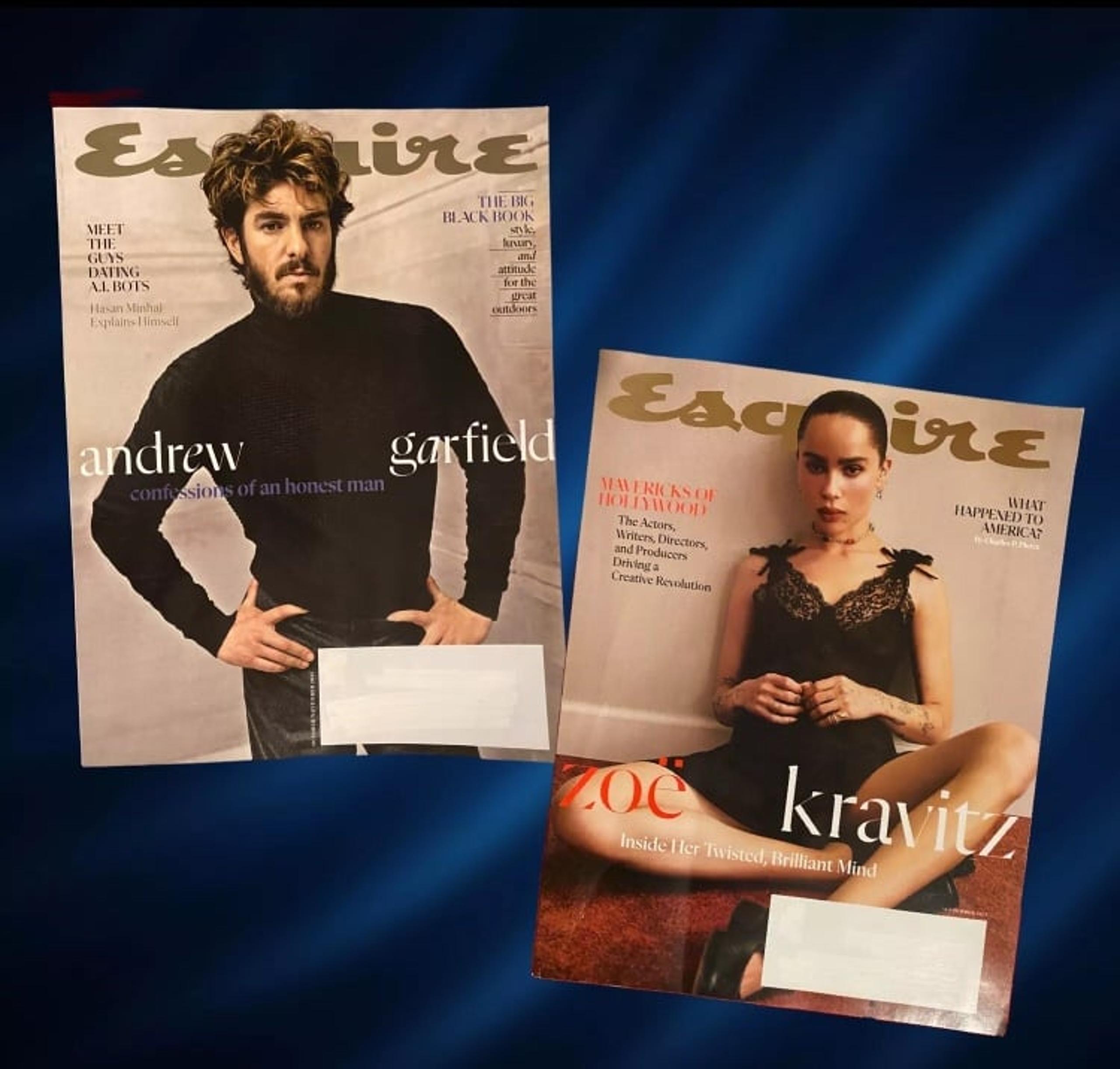 2 NEW 2024 ESQUIRE Magazines | Zoë Kravitz (Sept) & Andrew Garfield (Oct-Nov)