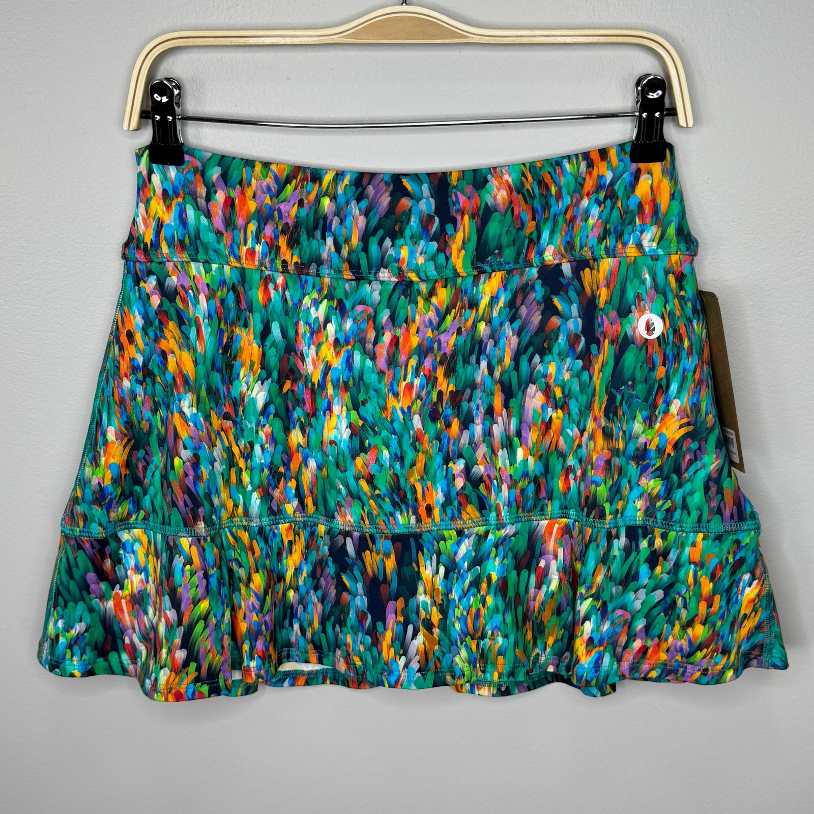 Donna Jo Athletic Skort Large NWT Colorful Print Ruffle Hem Tennis Golf Skirt