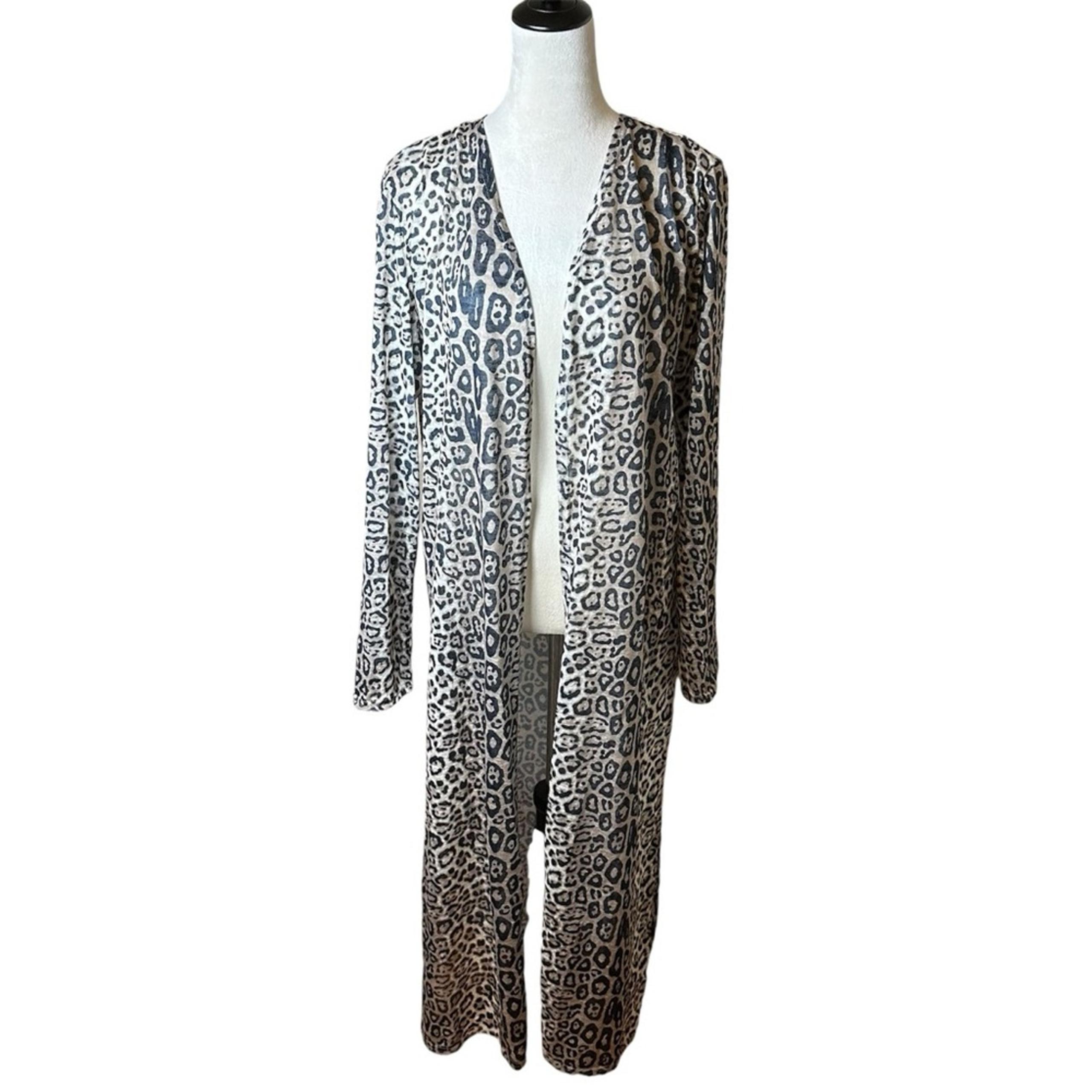 Umgee USA Leopard Animal Print Longline Lightweight Cardigan Sz Large