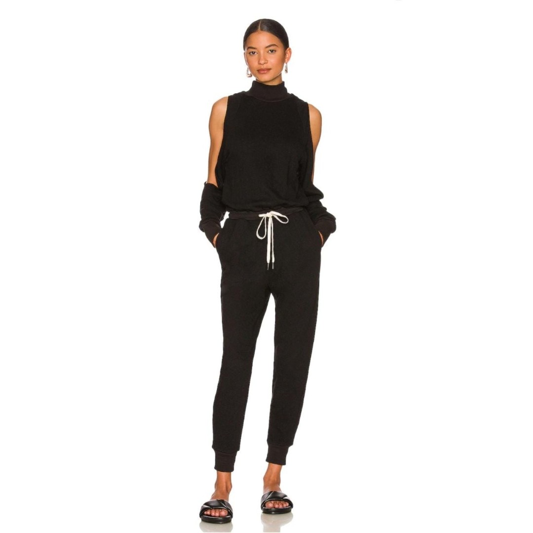 New Philanthropy Danilo Jumpsuit Cut-Out Arms Jersey Knit in Black Size M