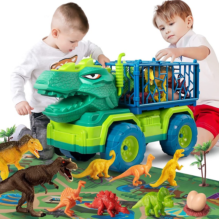 Dinosaur Truck Toys for Kids, Tyrannosaurus Transport Car Carrier