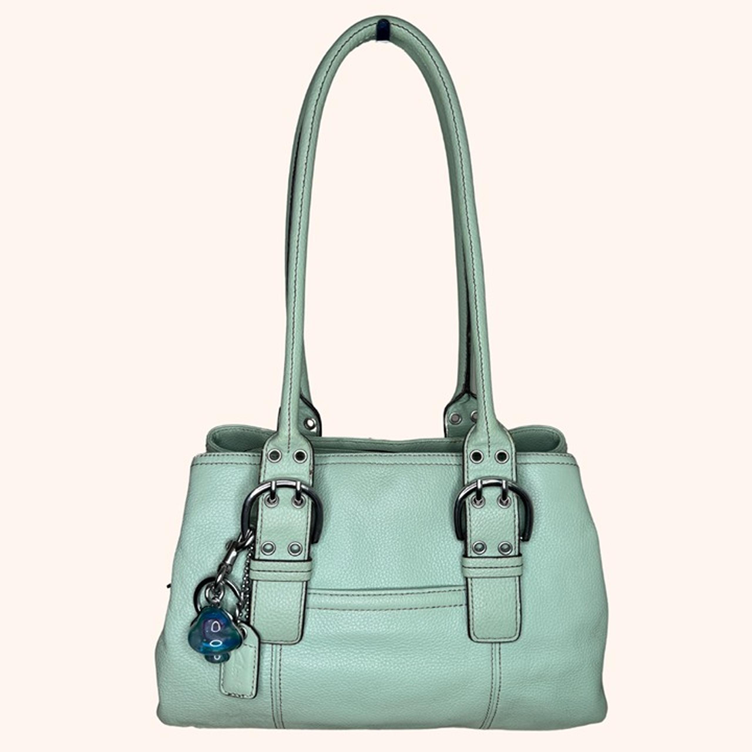 Clark's Mint Green Double Buckle Leather Shoulder Bag
