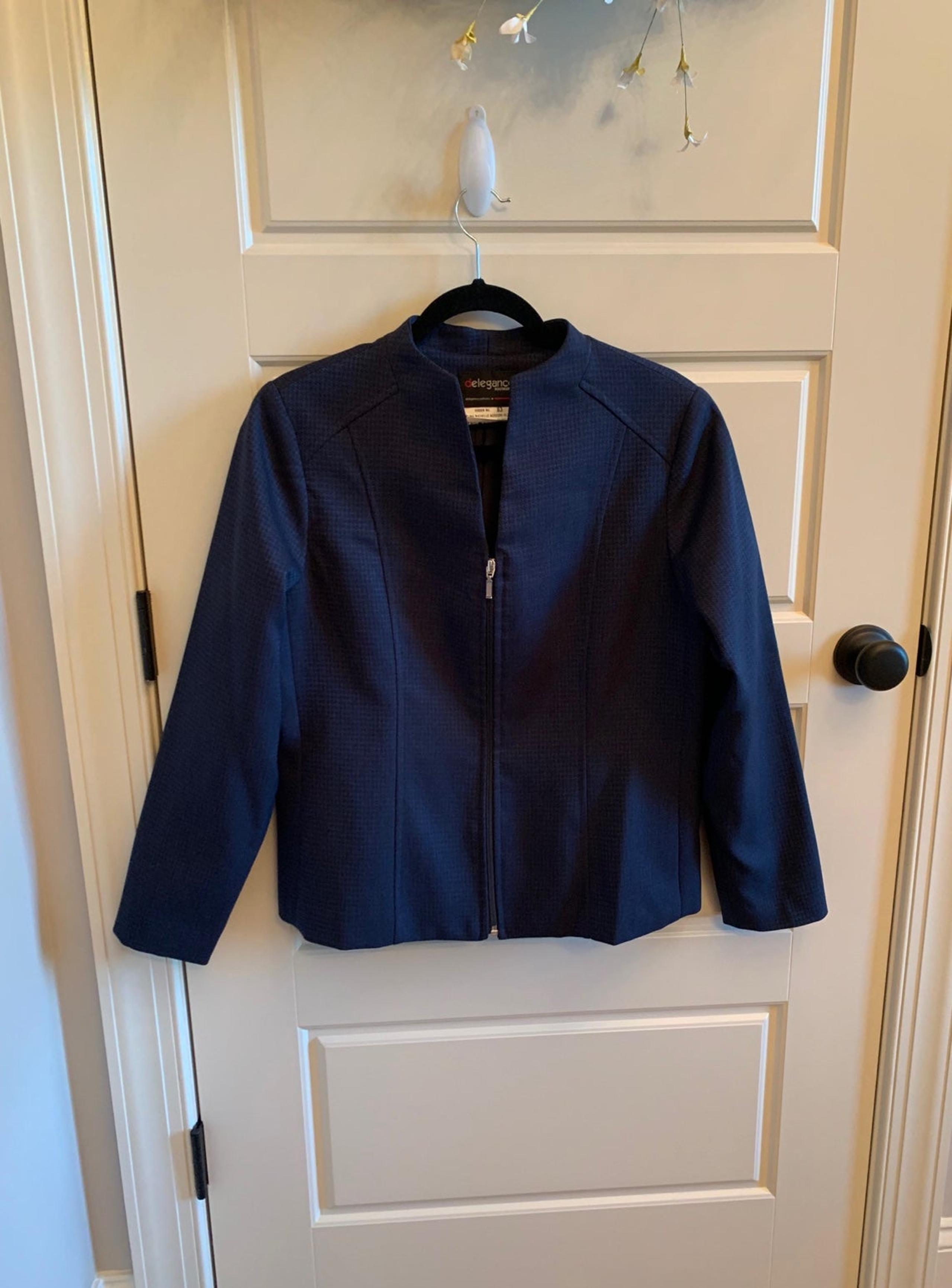 Delegance Boutique Blue Zip-Up Blazer Jacket