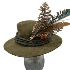 EHG Men's XL Alpen Bavarian Fedora Green Wool Oktoberfest Hat Feather