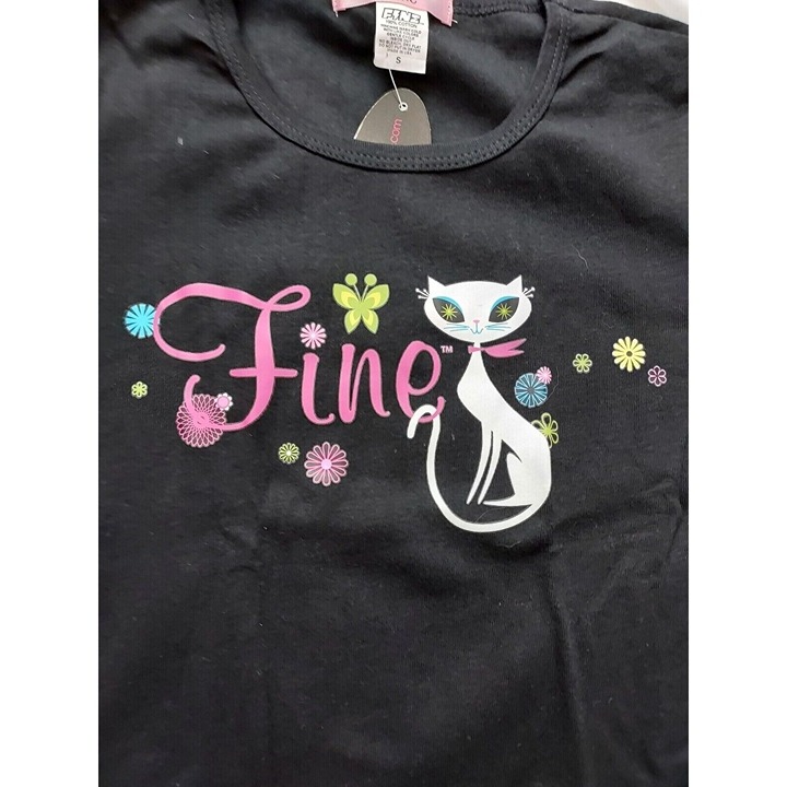 Vintage French Kitty by Mighty Fine Womens Top, Fine, Black, Small
