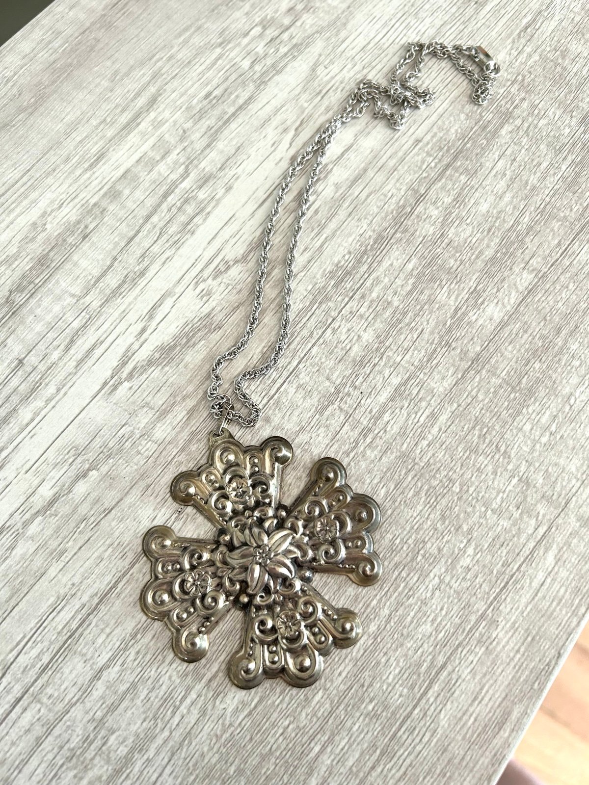 1974 Reed & Barton Christmas Cross Pendant