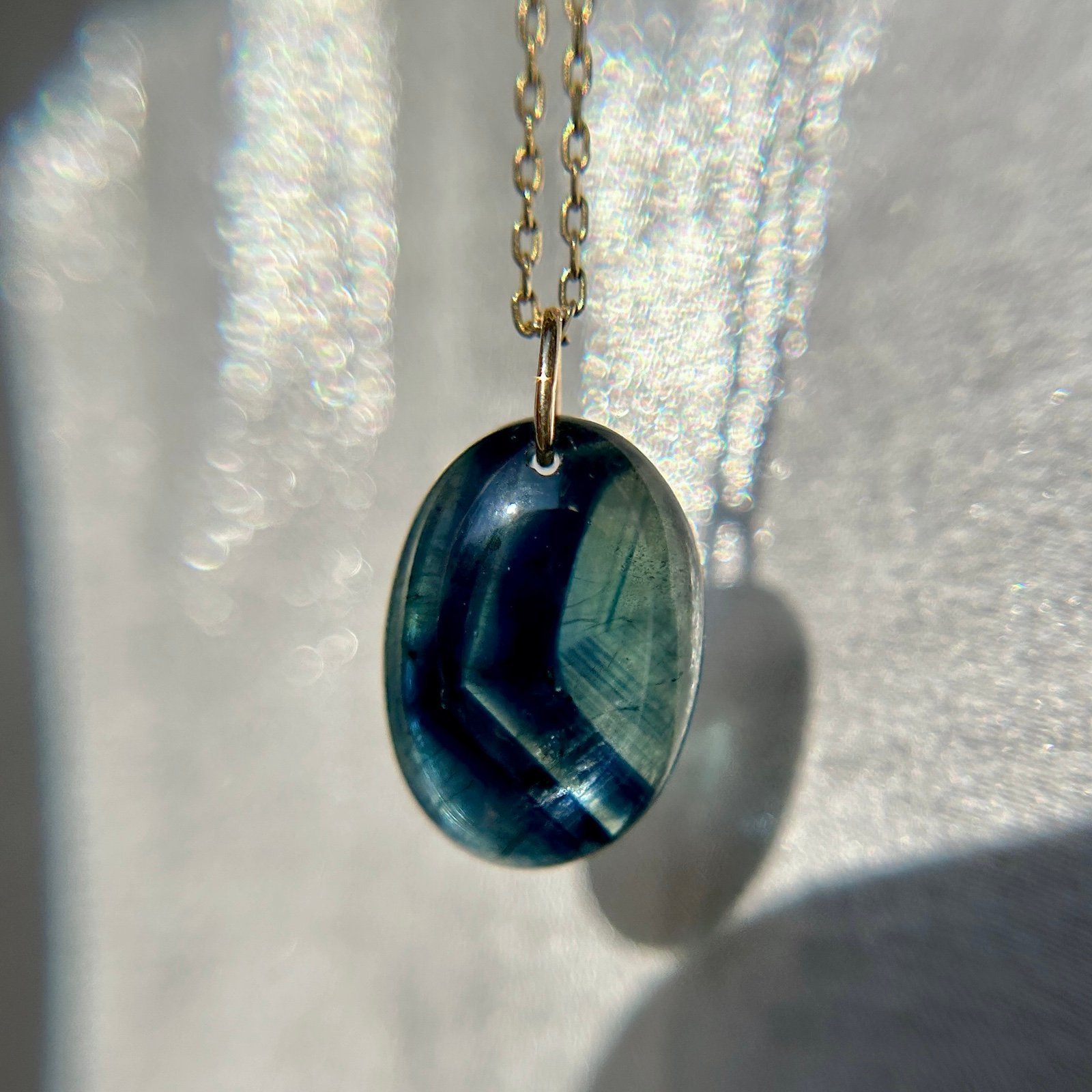 6.65CT Sapphire Pendant with 14K Solid Gold Bail