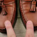 ALLEN EDMONDS Maxfield Tan Brown Leather Sz 9 C Mens Tassel Weave Loafers Shoes
