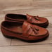 ALLEN EDMONDS Maxfield Tan Brown Leather Sz 9 C Mens Tassel Weave Loafers Shoes