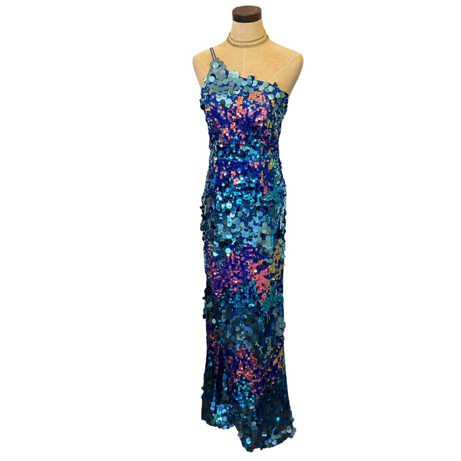 Xtraordinary Blue Sequin One Shoulder Formal Prom Dress Junior size 3 NWT