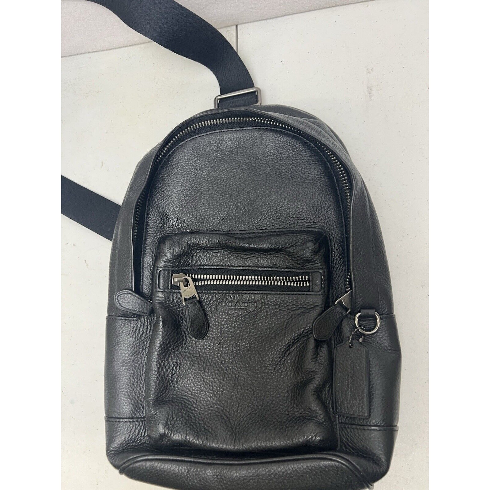 Coach West Pack Bag In Refine Pebble Leather Black 2540