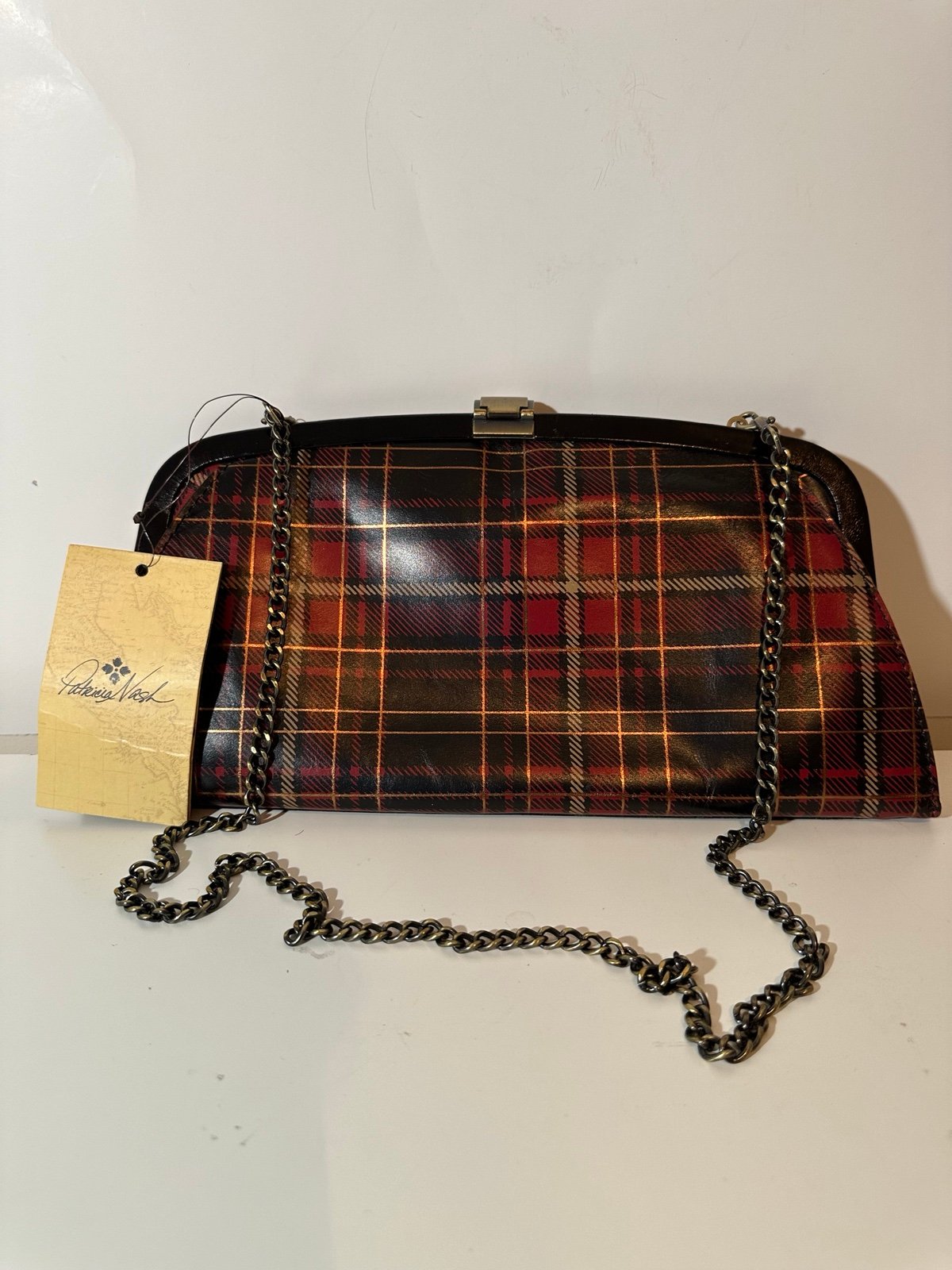 Patricia Nash Ardales Leather Large Clutch Tartan Plaid