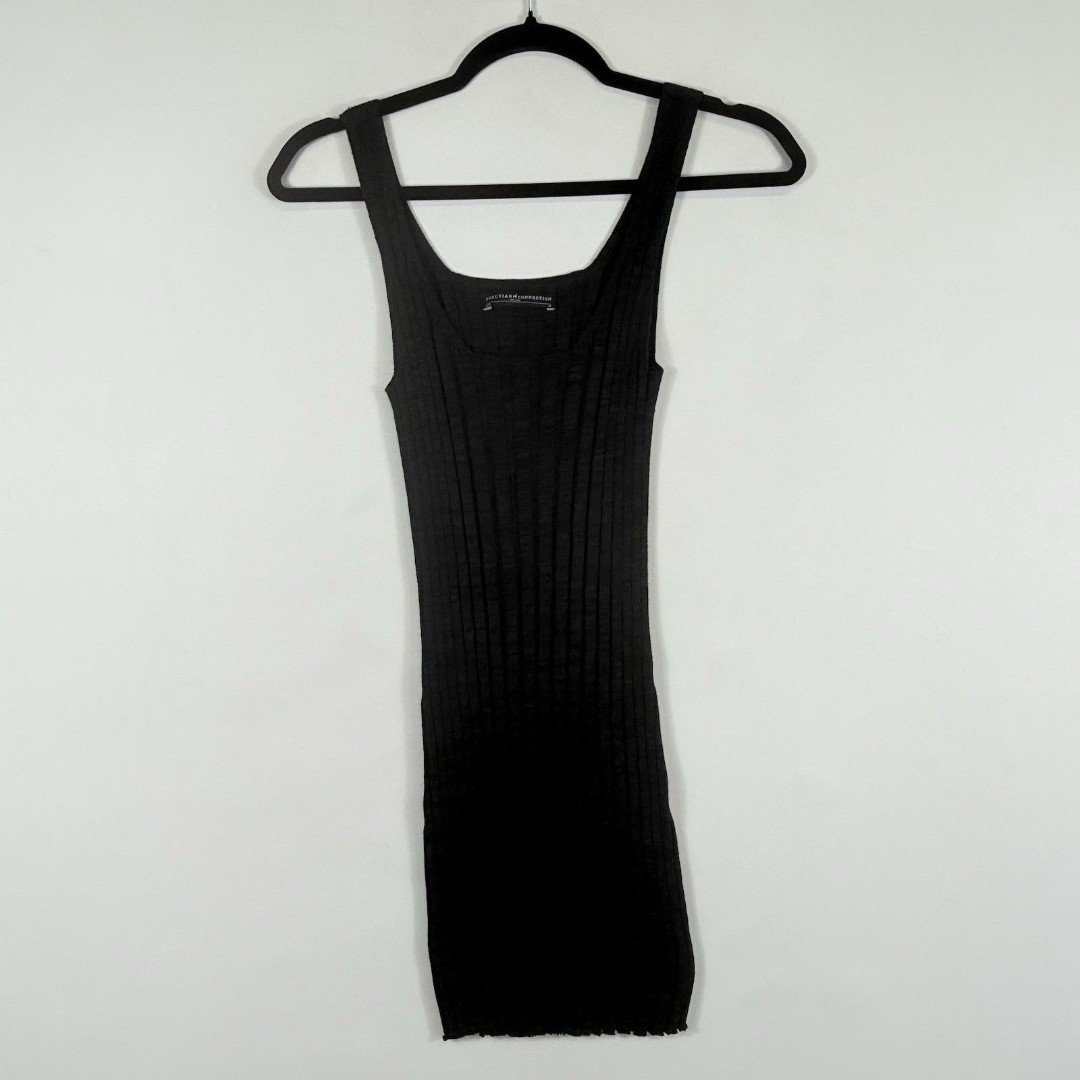 Peruvian Connection Charcoal Grey Ribbed Knit Long Tank Sweater Women's Medium