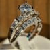 New Elegant 925 Silver White Topaz Gem Ring