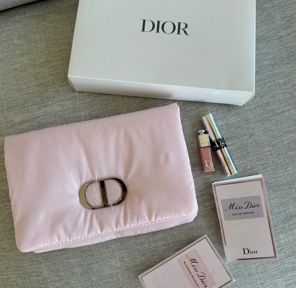 Dior cute pink cosmetic bag and minis set brand new