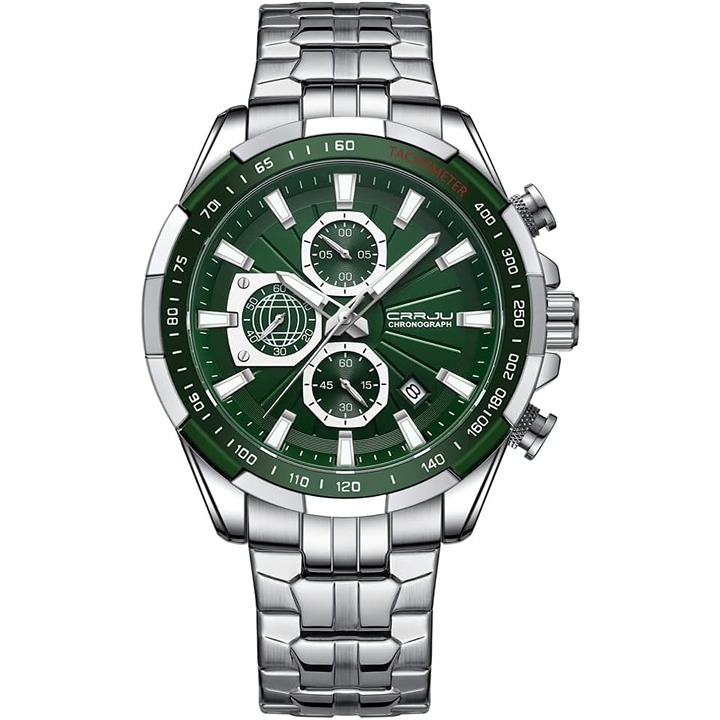CRRJU Men Wristwatches Fashion Luxury Stainless Steel Watches for Men Business A