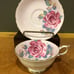Vintage Paragon Double Warrant Cabbage Rose Pink Background Cup & Saucer Gold