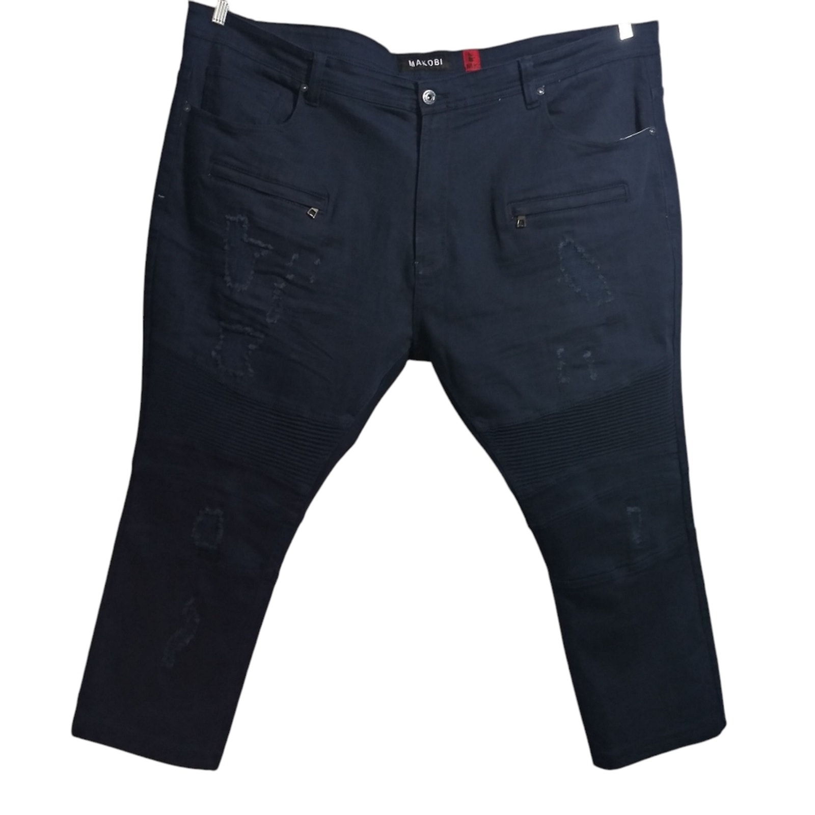 Makobi Prado Biker Jeans with Rip & Repair - Navy M 1786 Size 50X27
