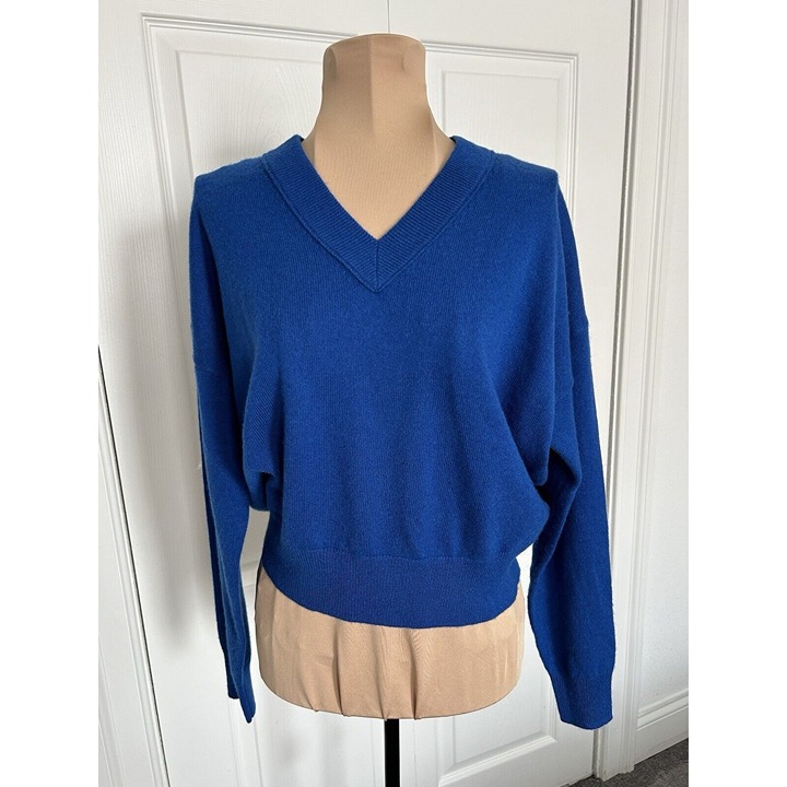Madewell Warren (Re)sponsible Cashmere V-Neck Sweater Pacific Blue Size XS