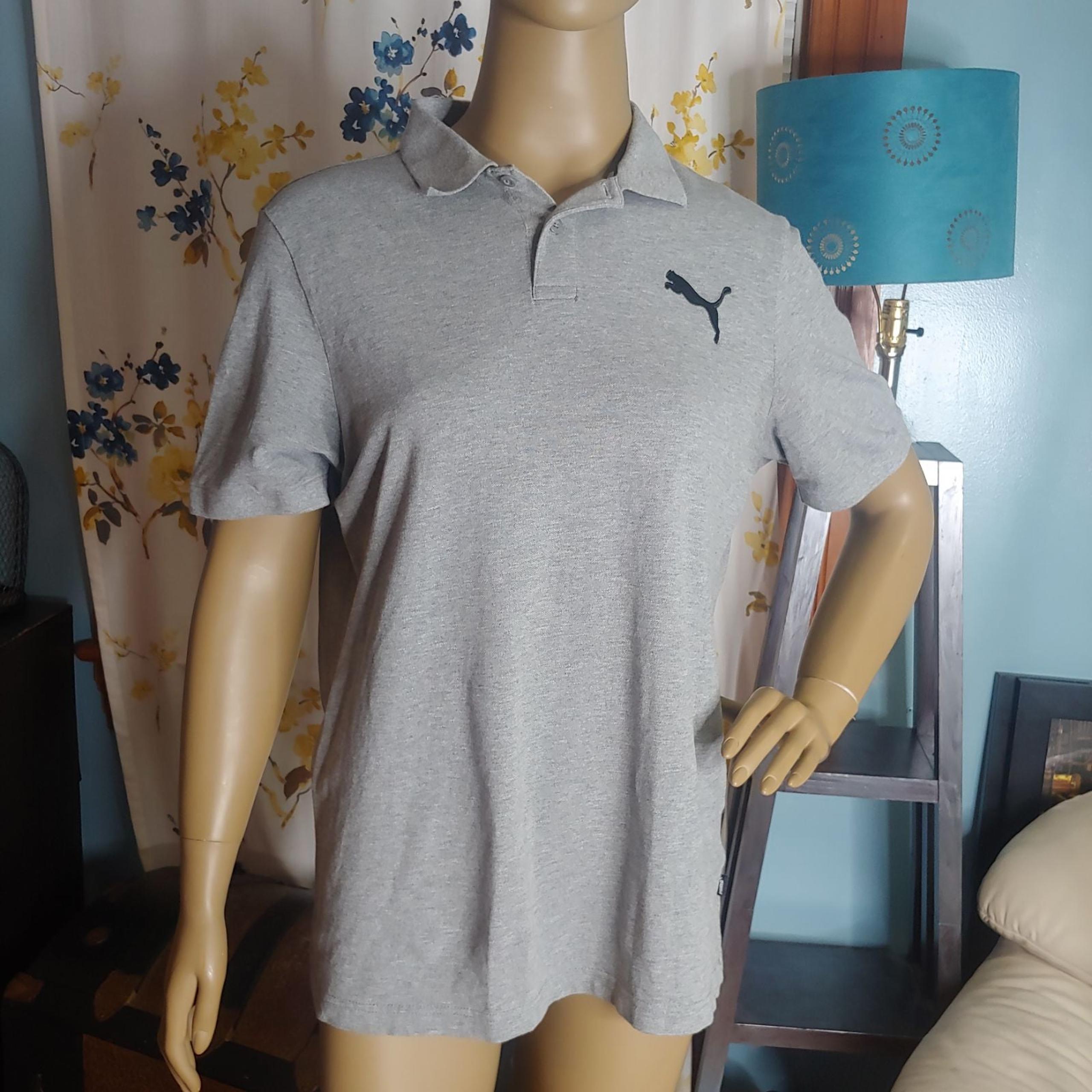 Puma Men's Gray cotton polo shirt M