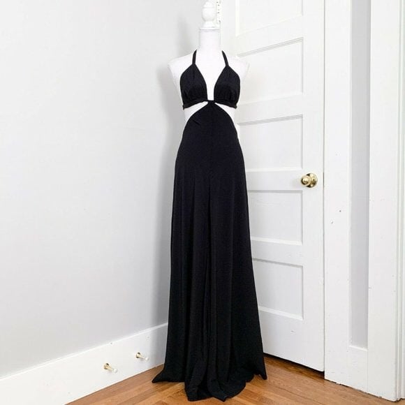 Halter Cutout Maxi Dress Black