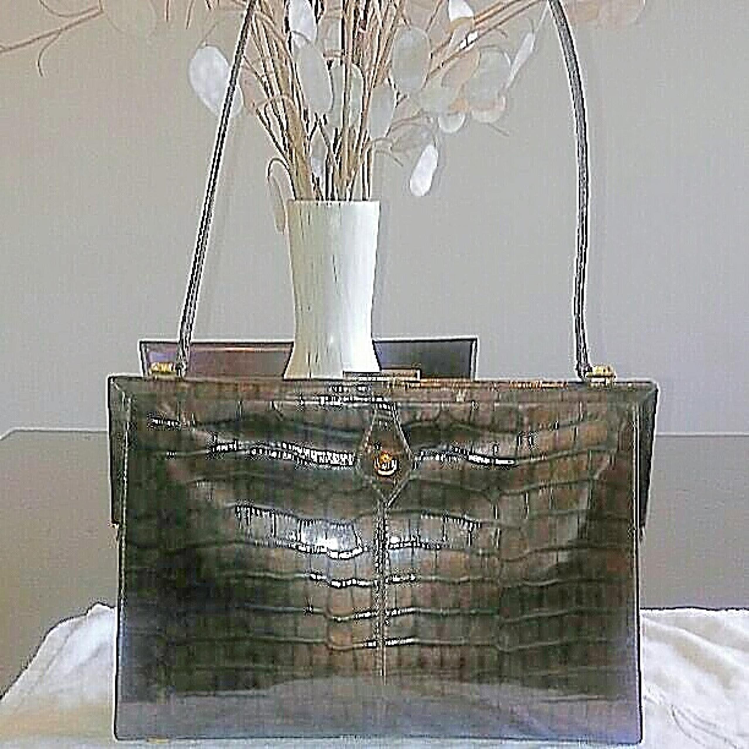 St. John Brown Croc Leather Handbag