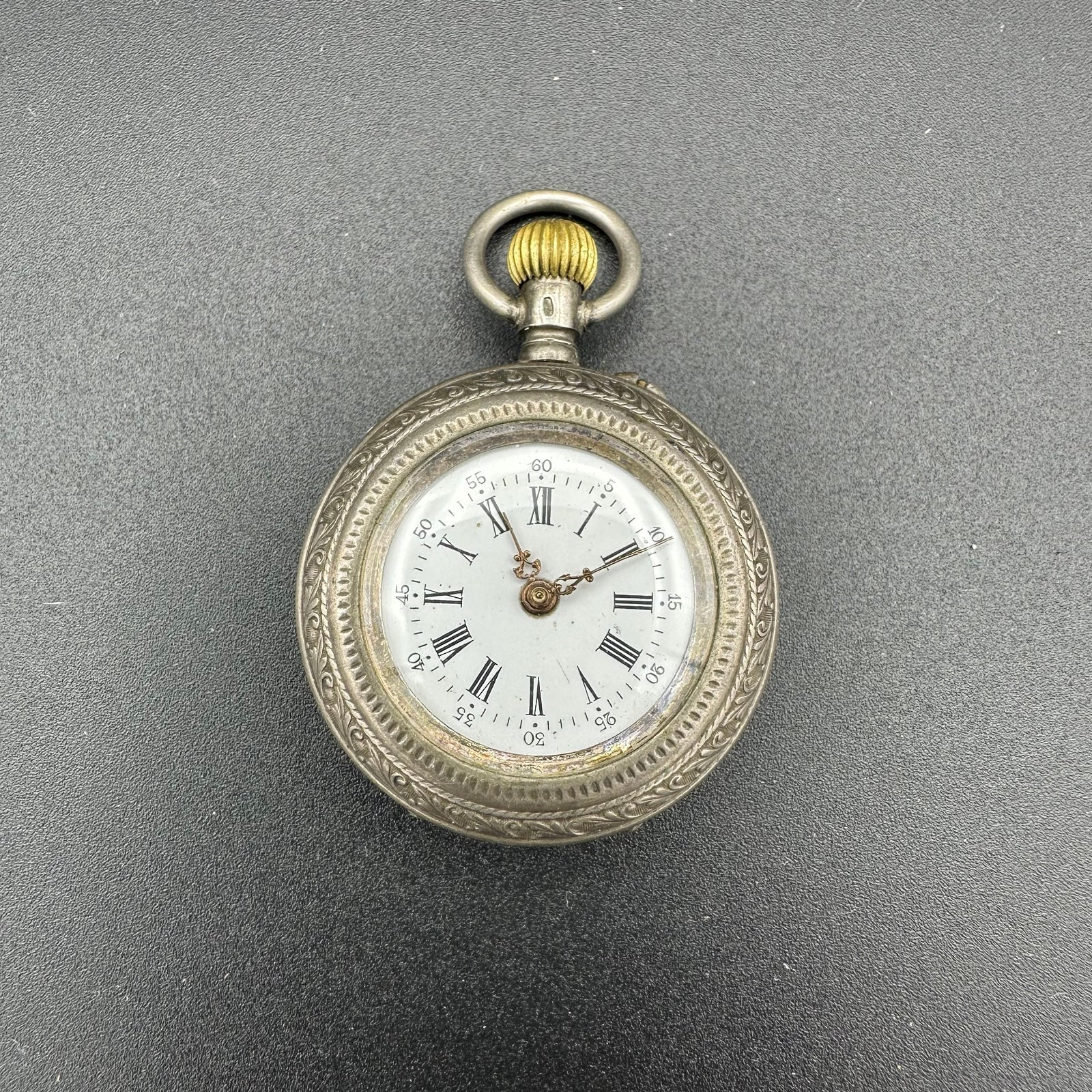 Antique Sterling Silver Swiss Pocket Watch