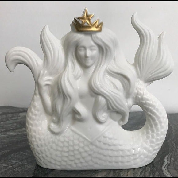 Starbucks Siren Mermaid Sculpture Gold Crown Rare