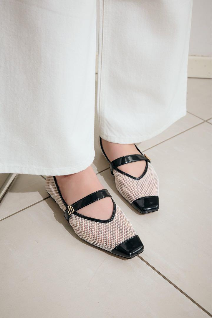 の 人気アイテムランキング New】Her lip to Mary Jane Mesh Flats Flats 靴