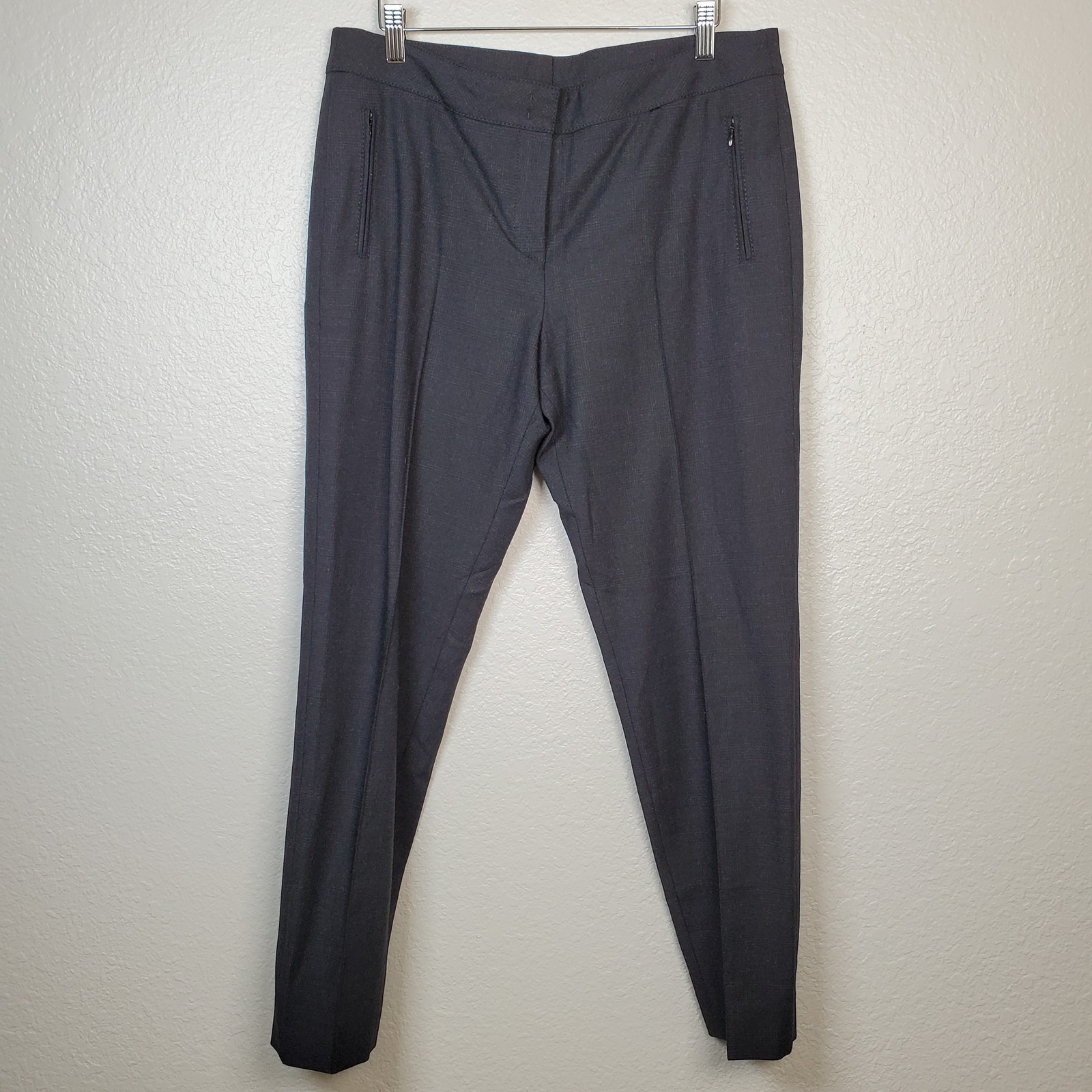 Akris Punto Pants Womens Size 10 Wool Zip Pocket Career Office Work Charcoal 29