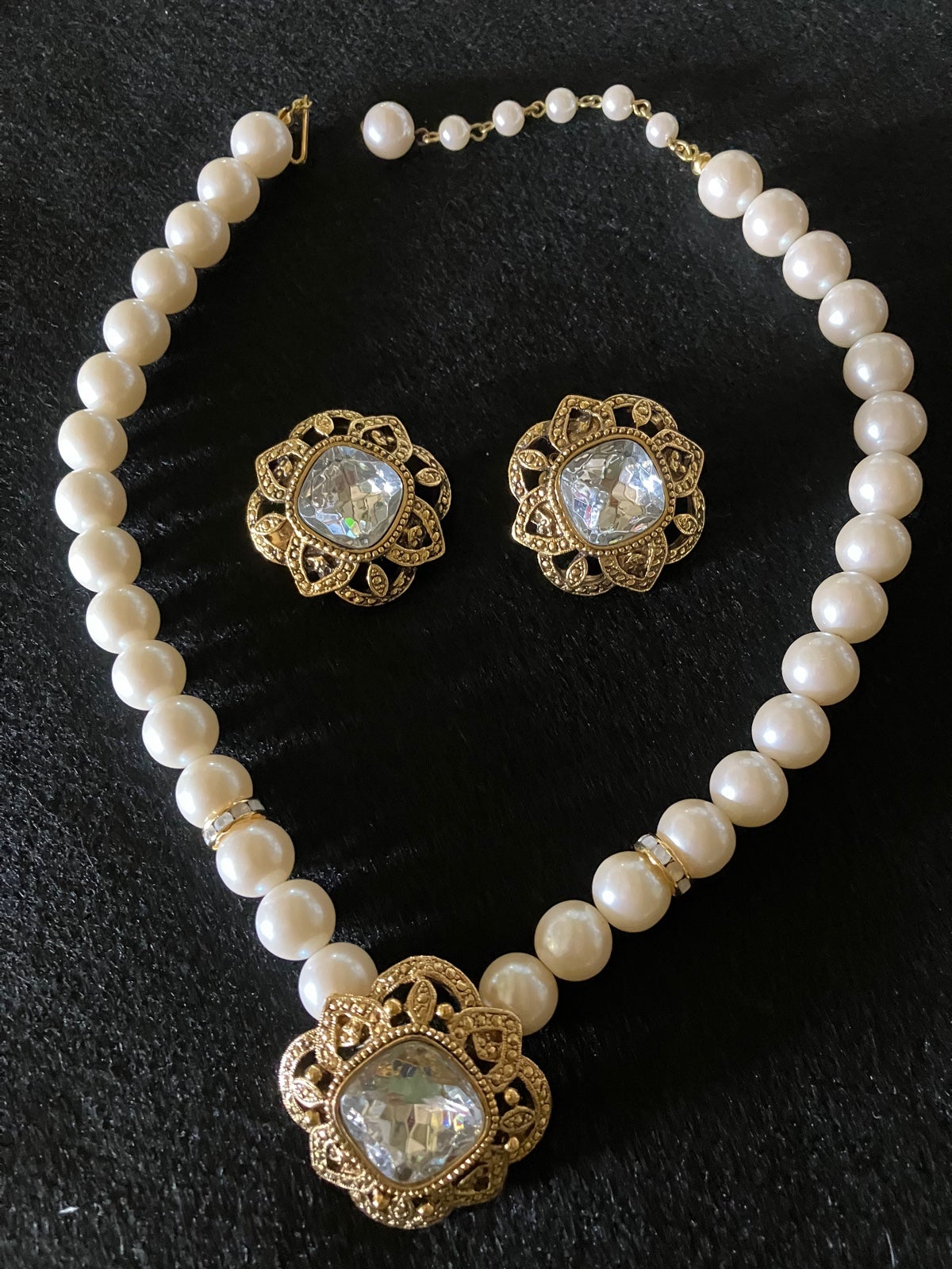 Avon Vintage Palace Necklace + Clip Earrings