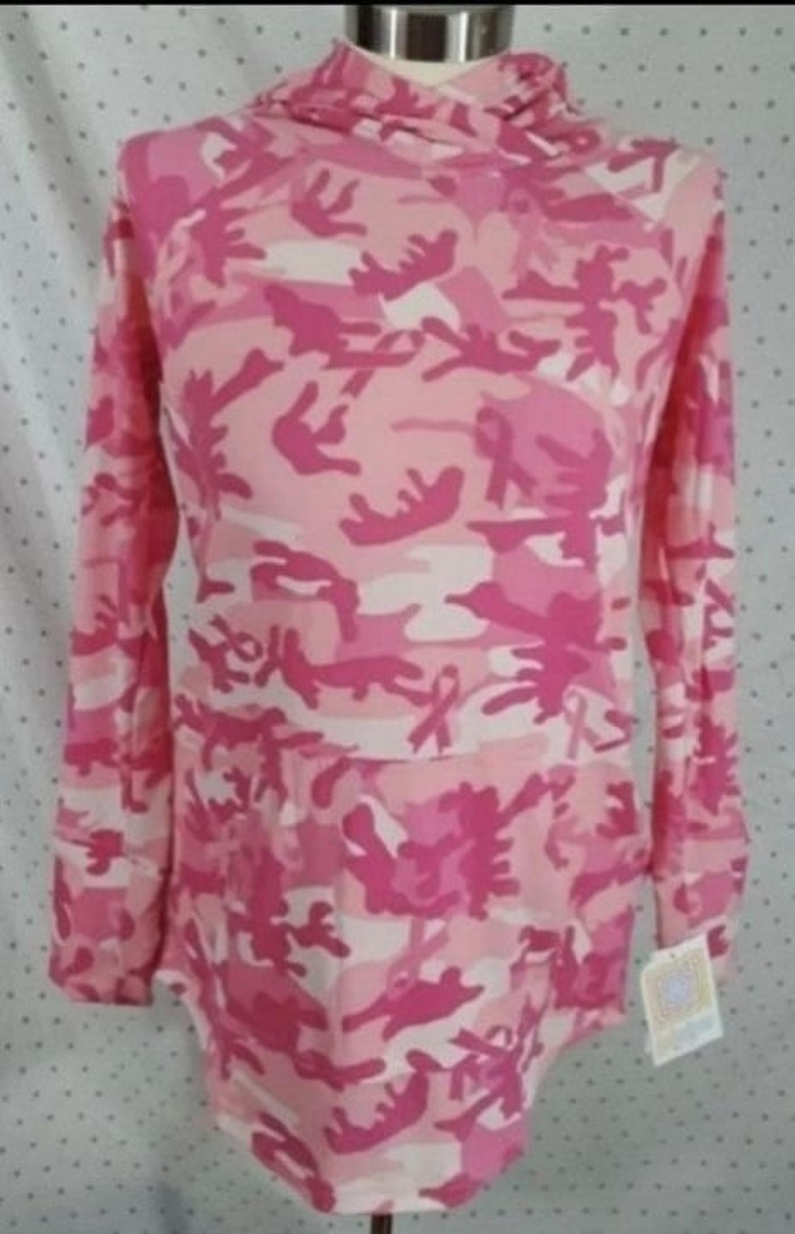 Lularoe BCA pink ribbon camo Amber Hoodie size small