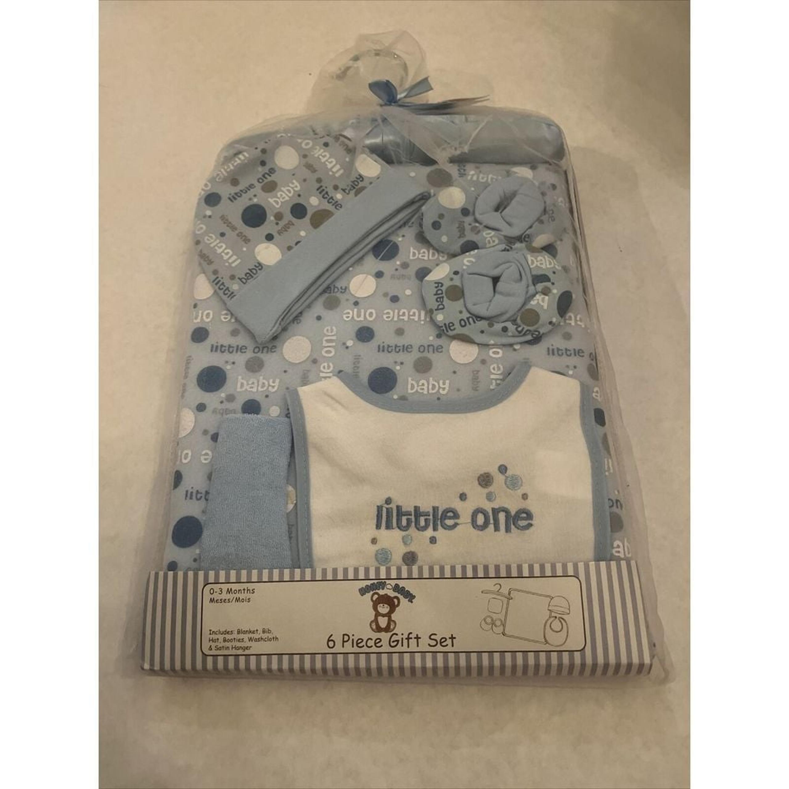 Baby Blanket 6 Pc. Gift Set In Tuelle Bag By Honey Baby, "Little One""baby" New