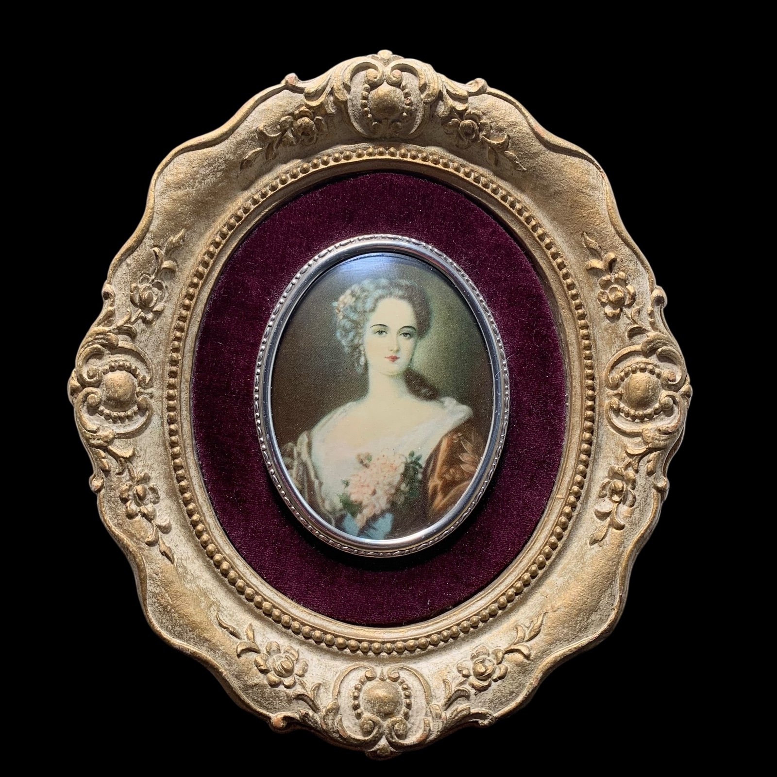 Vtg Cameo Creation Lady Dower By Thomas Lawrence Convex Glass Baroque Victorian