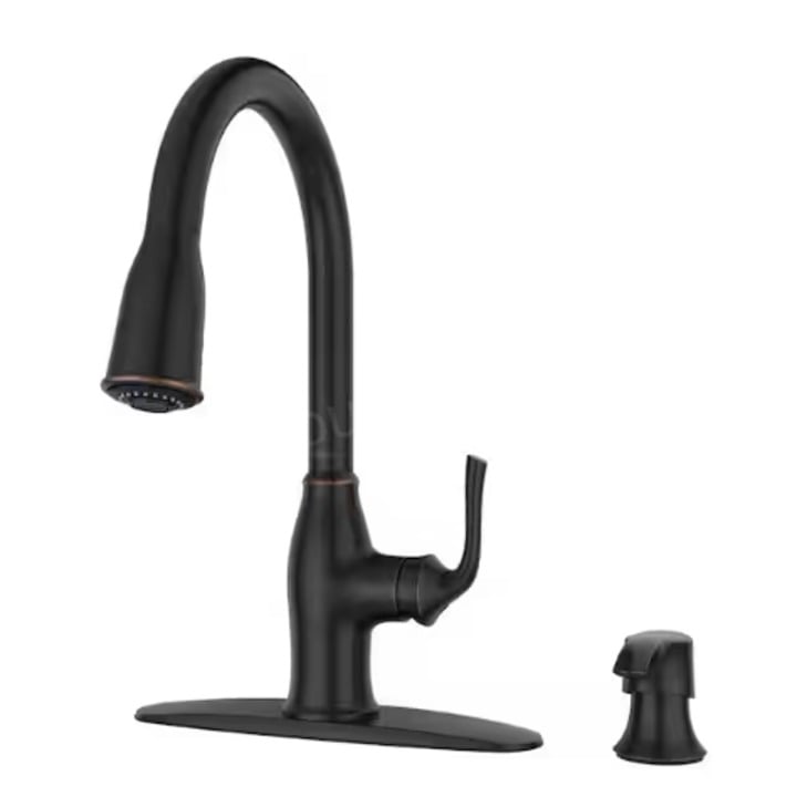 Rosslyn Single-Handle Pull-Down Sprayer Kitchen Faucet with Soap Dispenser in Tu