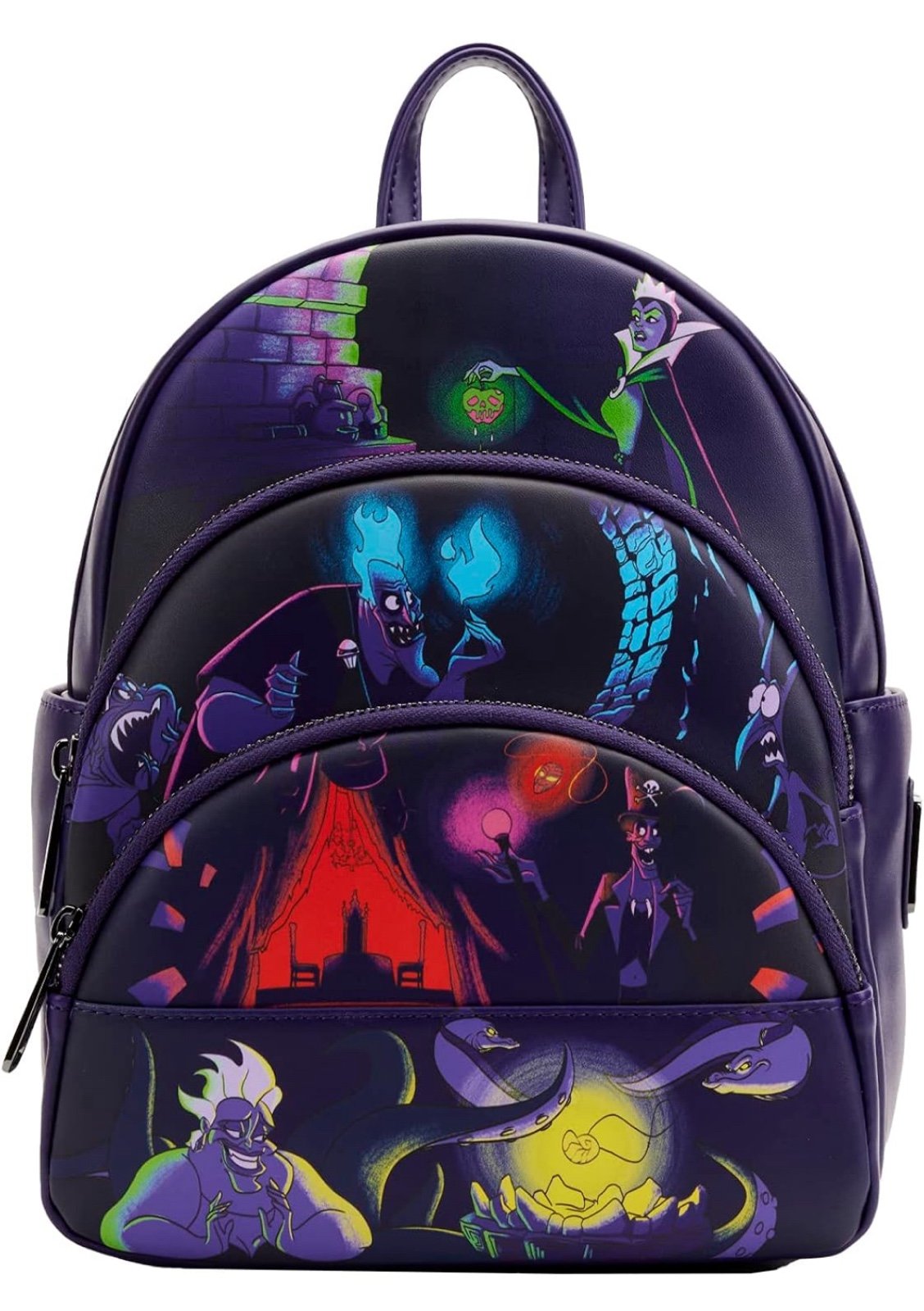 Loungefly Disney Villains Triple Pocket Glow in the Dark Mini Backpack