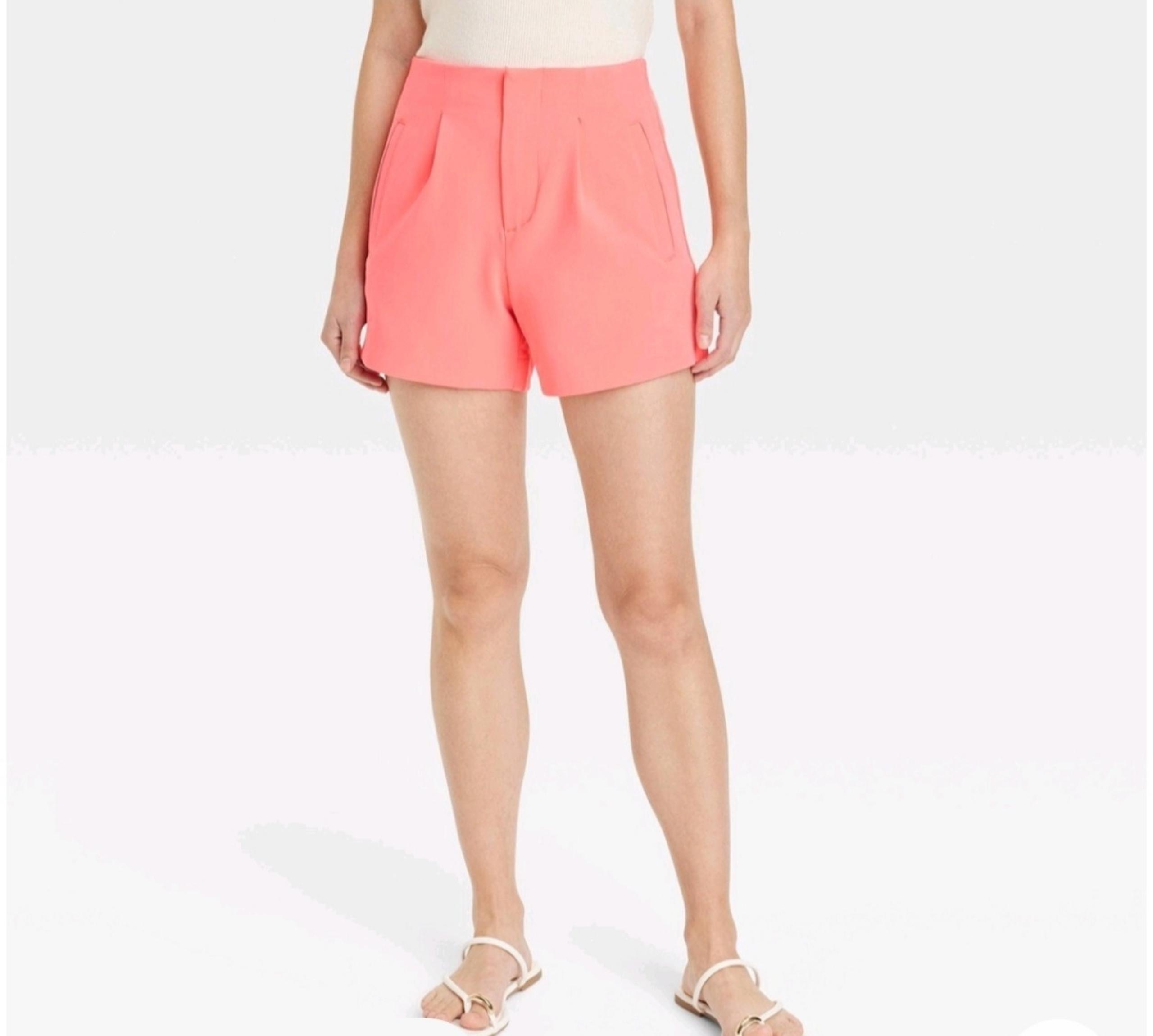 Women's High-Rise Tailored Shorts A New Day Size 8 Pink