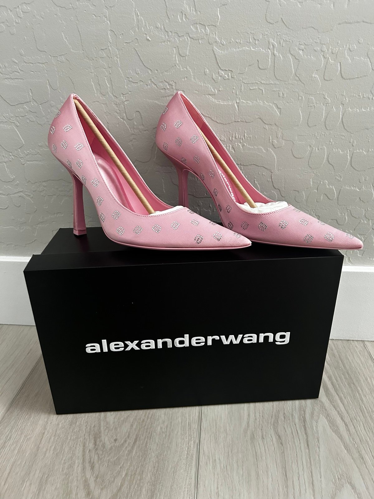 Alexander Wang NEW Delphine Crystal Embellished Satin Pink Pumps -Size 5.5