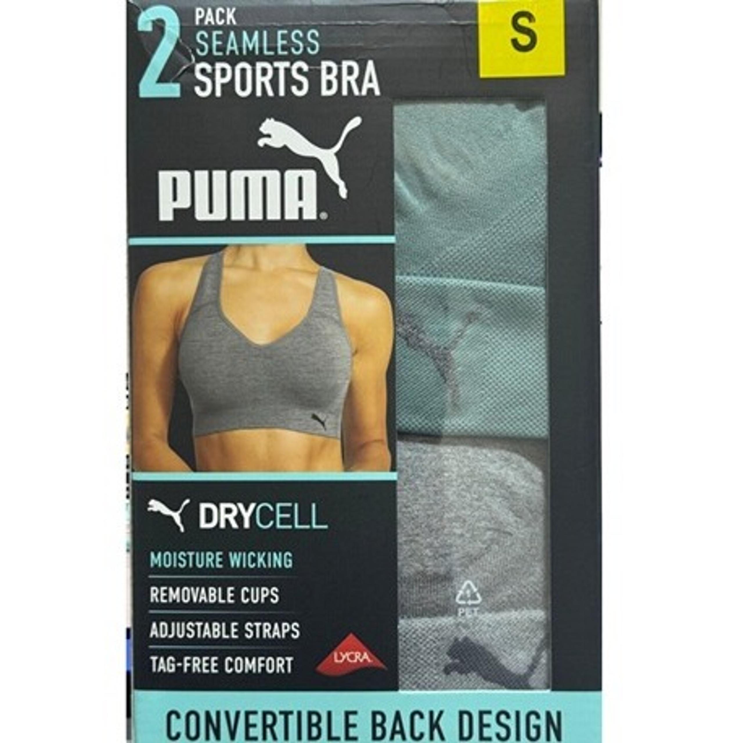 NWT Puma Womens Seamless Drycell Sports Bra 2 Pack Gray Green Size S $60 JJJ52