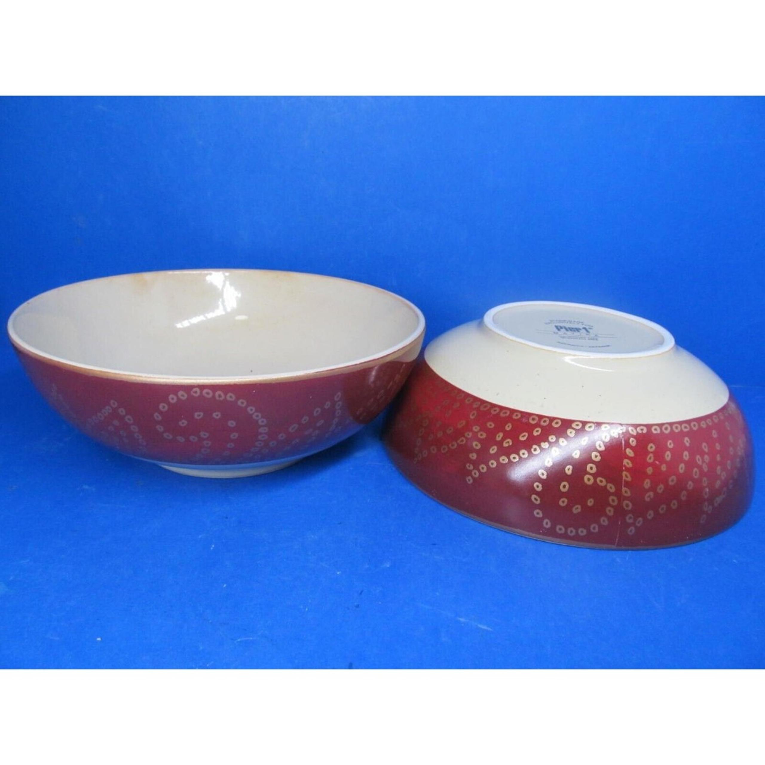 Pier 1 Imports Matira Set Of 2 Red Yellow 6 3/4" X 2 1/2" Cereal Bowls GUC