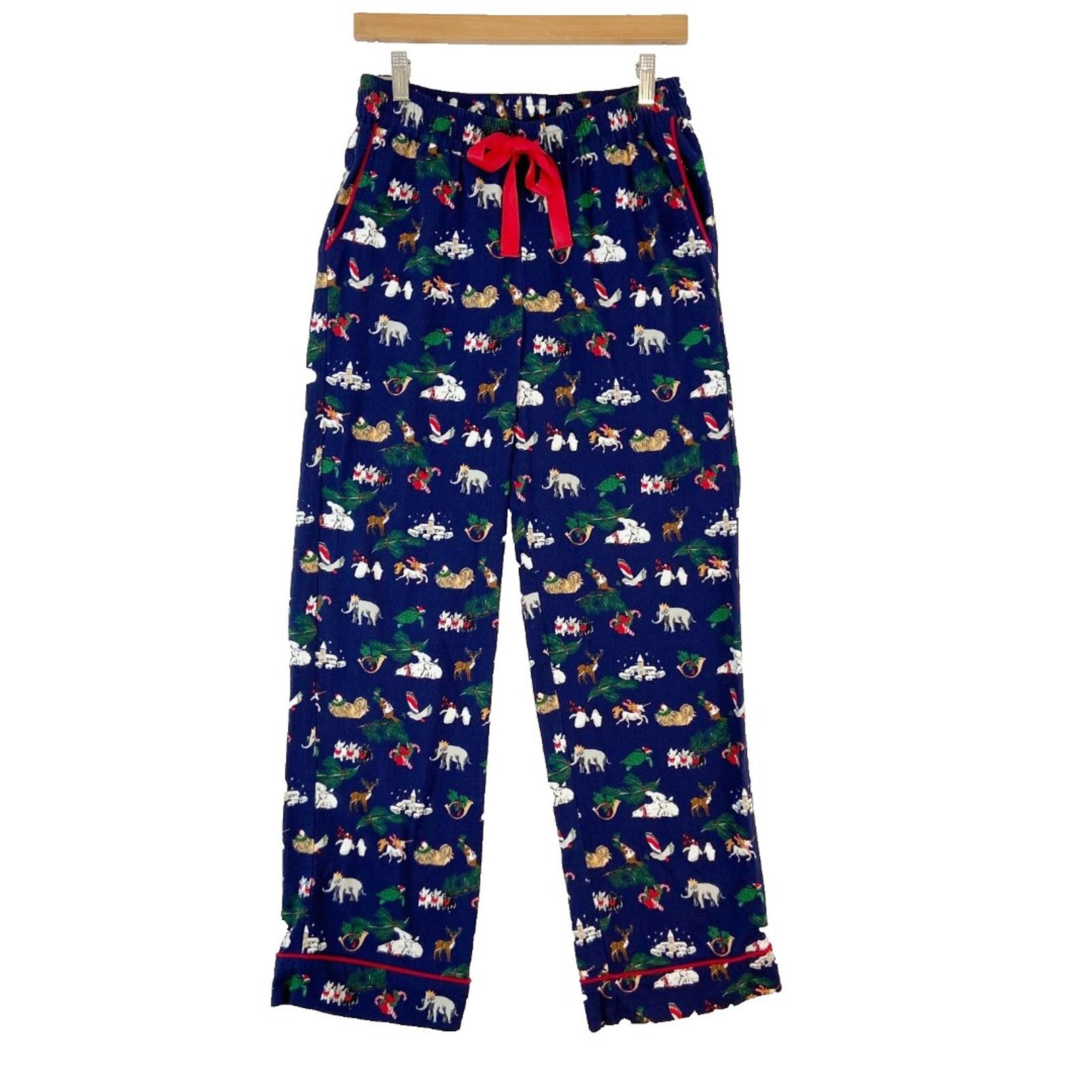 Vera Bradley Pajama Pants Women's S Blue Christmas Animals Holiday 100% Cotton