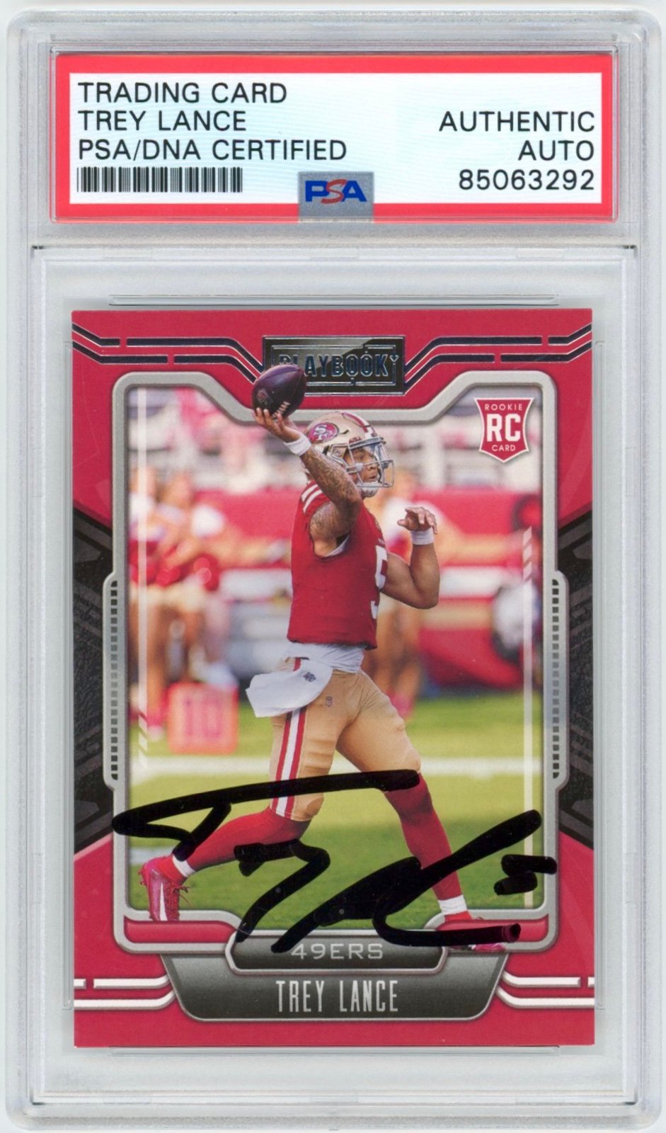 Trey Lance 2021 Autographed Panini Playbook Rookie #103 Signed RC Auto 49ers PSA